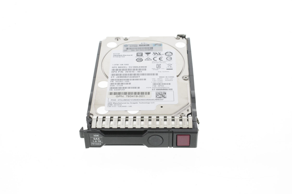 HPE 1.8TB SAS 12G 10K Enterprise SFF (2.5in) SC 512e HDD