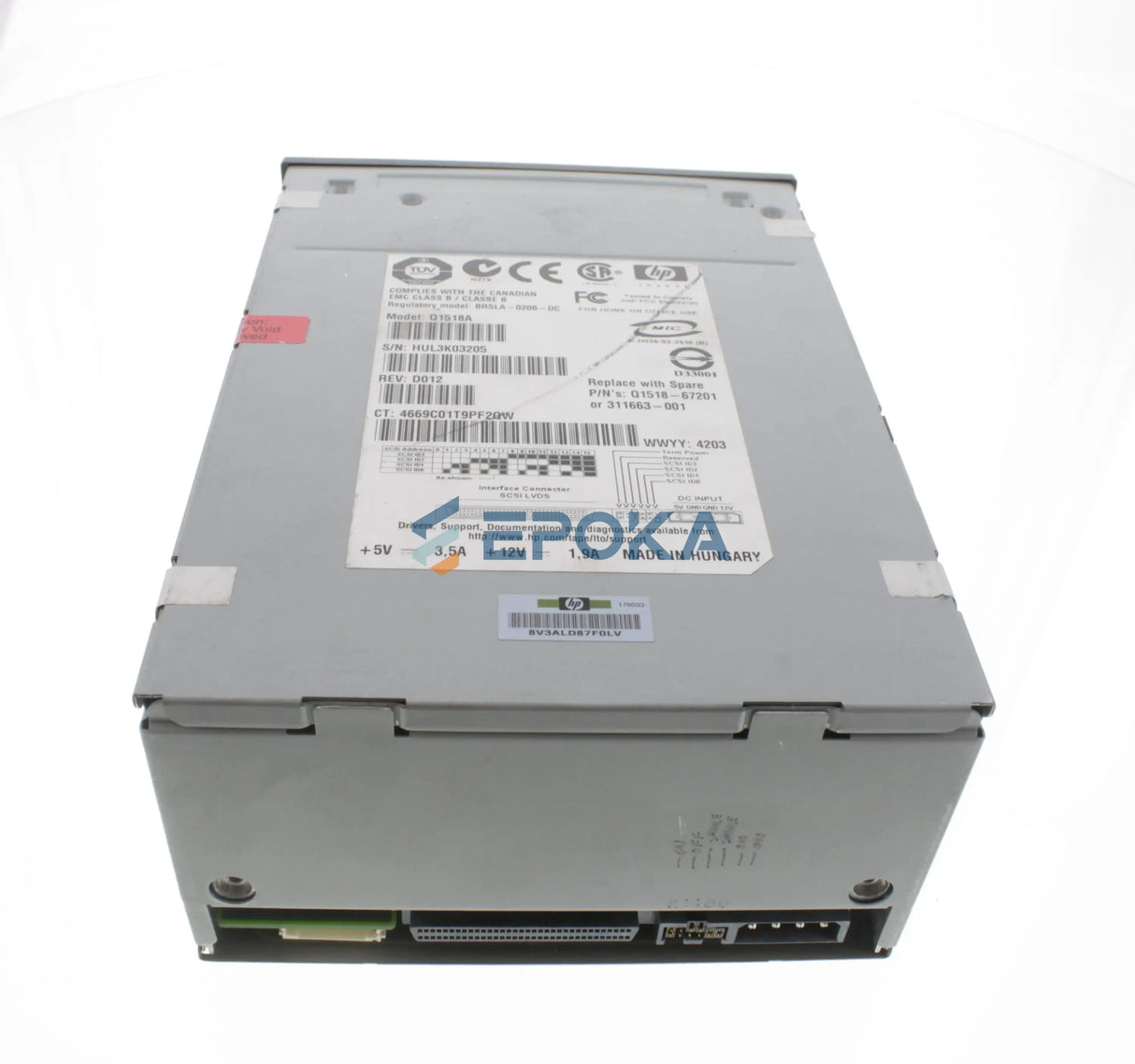 HP LTO2 200/400GB INTERNAL SCSI tape drive