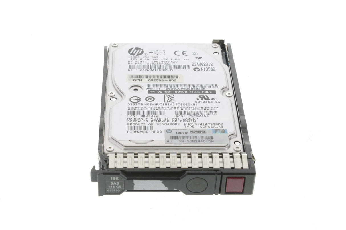 HP 652605-B21 HP 146GB 6G SAS 15K SFF HD
