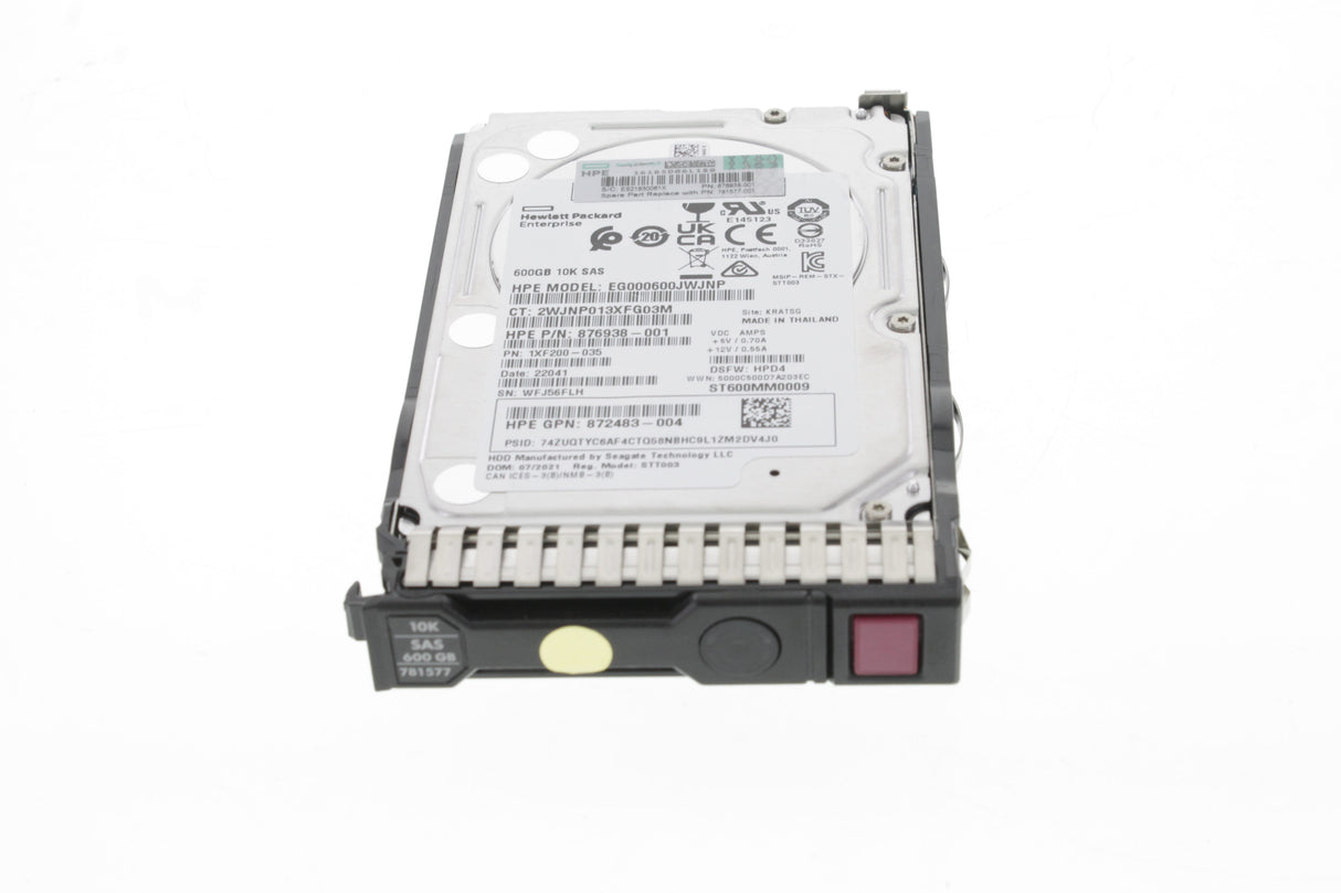 HPE 600GB SAS 12G 10K Enterprise SFF (2.5in ) SC HDD