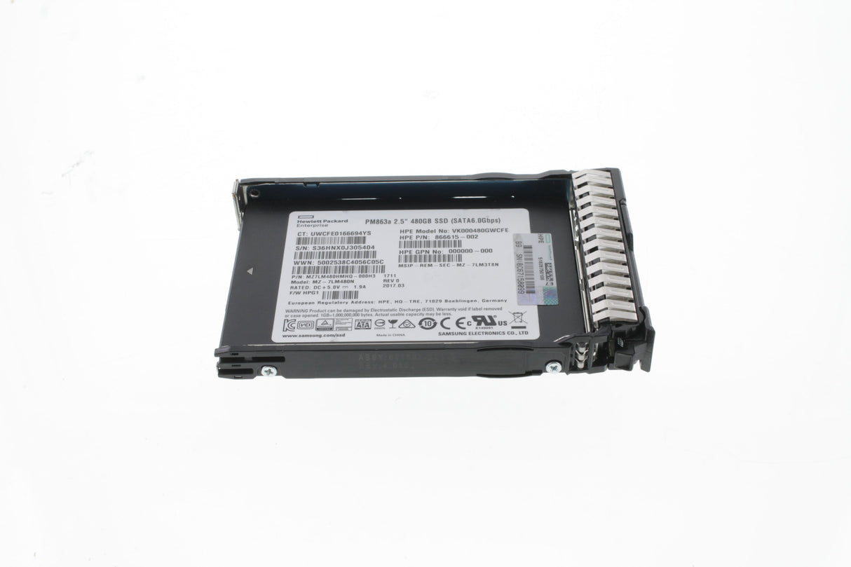 HP 868818-B21 HPE 480GB SATA 6G Read Intensive SFF (2.5in) SC 3yr Wty Digitally Signed Firmware SSD