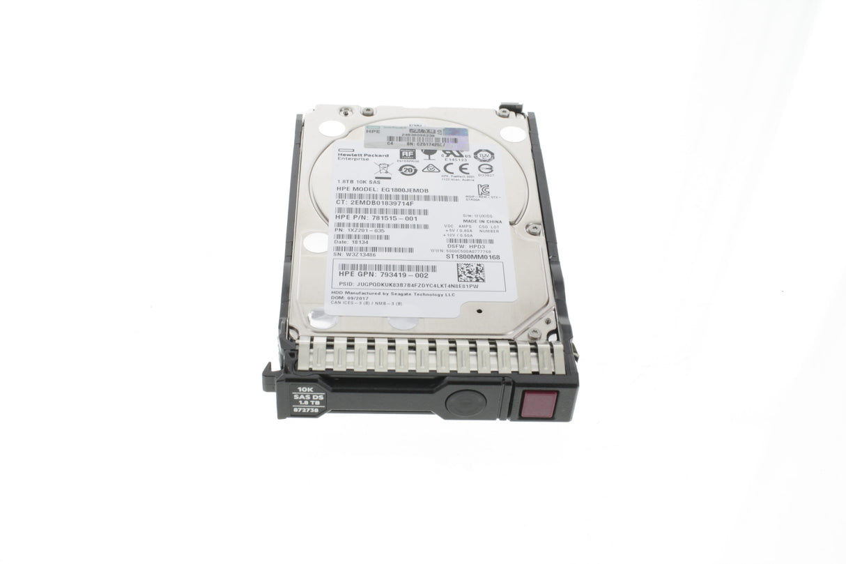 HP 872481-B21 HPE 1.8TB SAS 12G Mission Critical 10K SFF SC