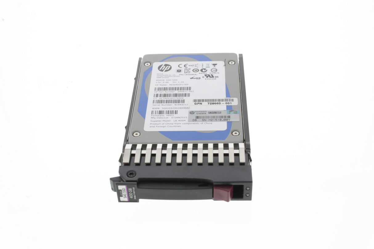HP MSA 400GB 6G SAS Main End SFF SSD